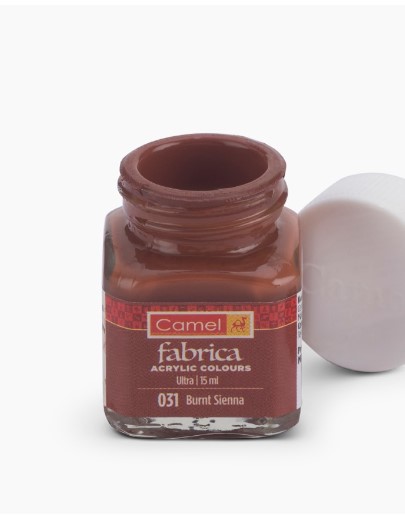 Camel Fabrica Acrylic Colours, Individual bottle of Burnt Sienna in 15 ml